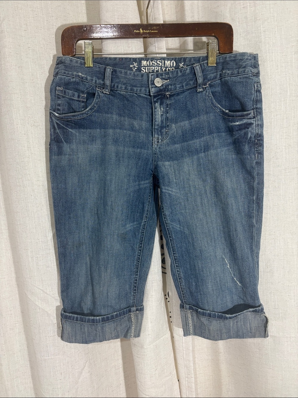 Mossimo Supply Co. Women's Bermuda Cuffed Jean Shorts in Medium Blue